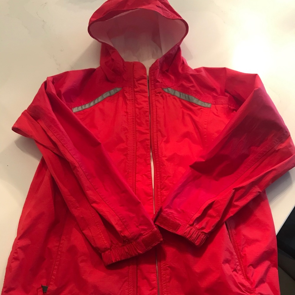 Red LLBean kids rain jacket size 10-12